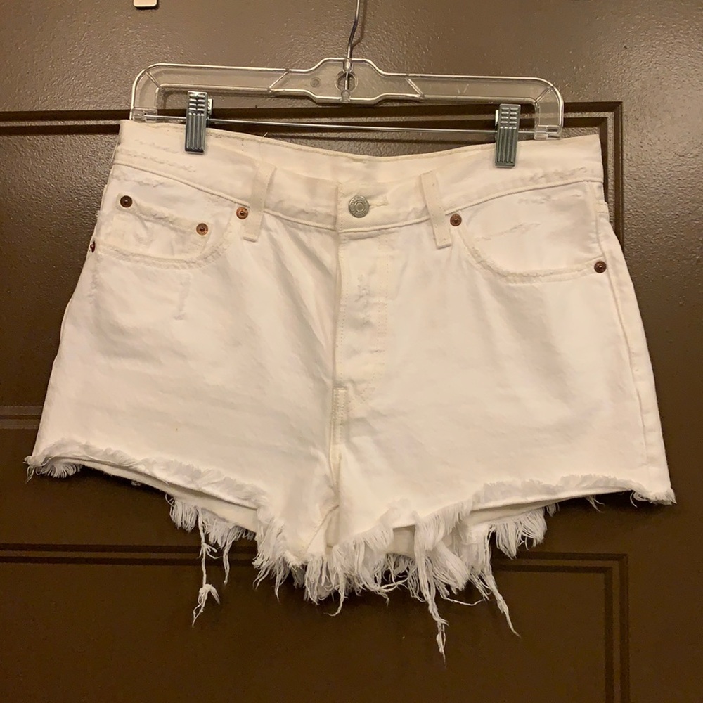 Levi’s 501 Denim Cutoff Shorts in White